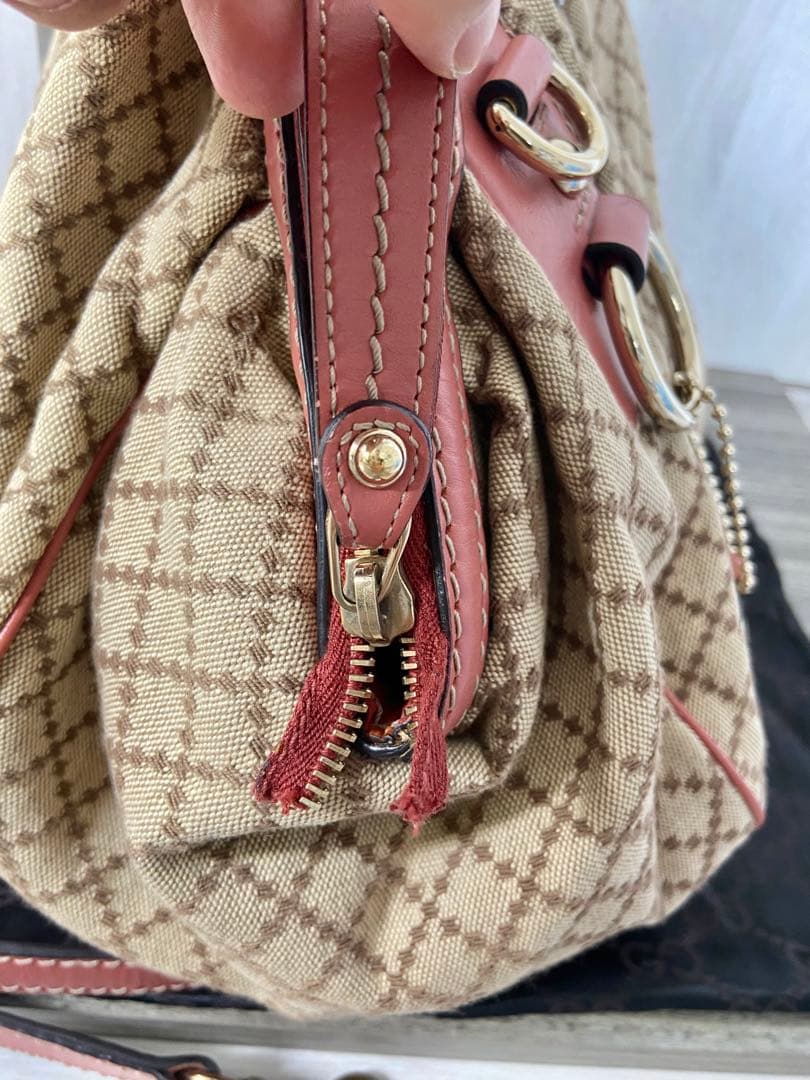 グッチ　ディアマンテ　2way トートバッグ キャンバス　インターロッキング