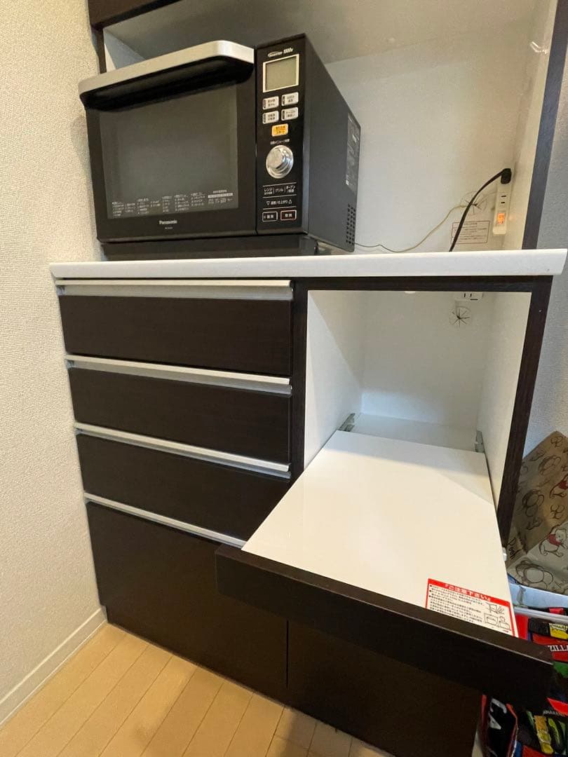 【送料込み】ニトリ　キッチンボード　食器棚　レジューム90 ダークブラウン