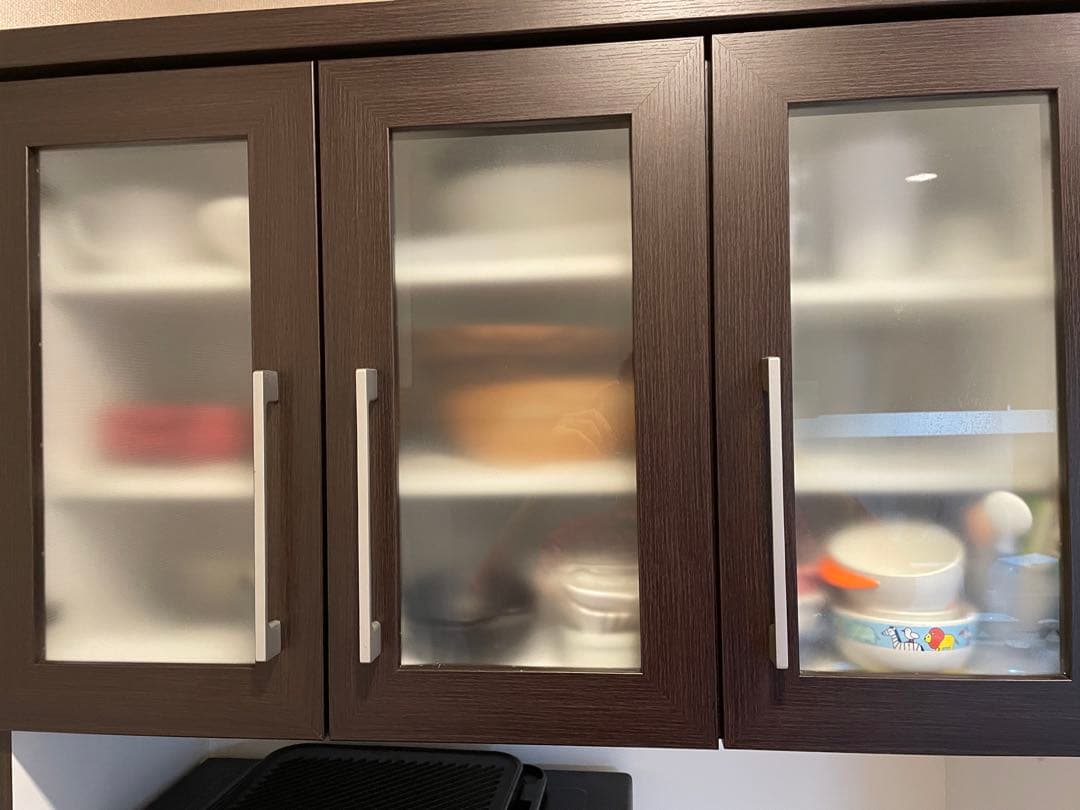 【送料込み】ニトリ　キッチンボード　食器棚　レジューム90 ダークブラウン