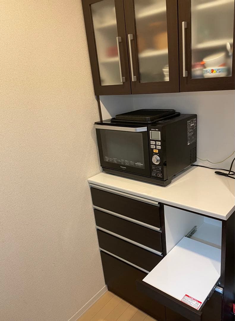 【送料込み】ニトリ　キッチンボード　食器棚　レジューム90 ダークブラウン