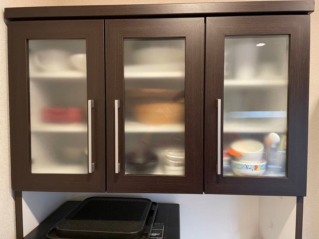 【送料込み】ニトリ　キッチンボード　食器棚　レジューム90 ダークブラウン
