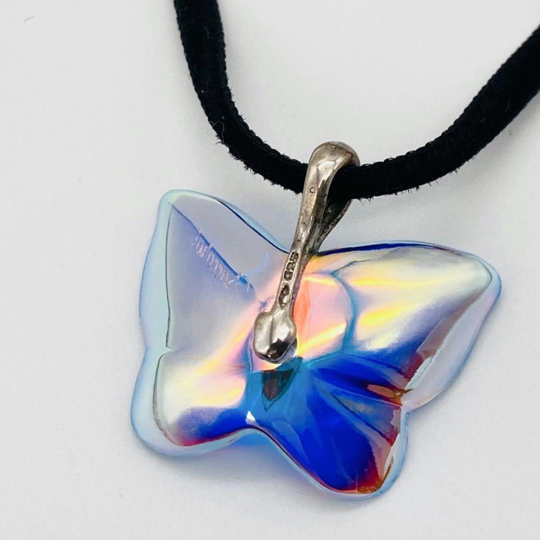ケース付き バカラ イリゼ バタフライ ペンダント チョーカー ネックレス 虹色