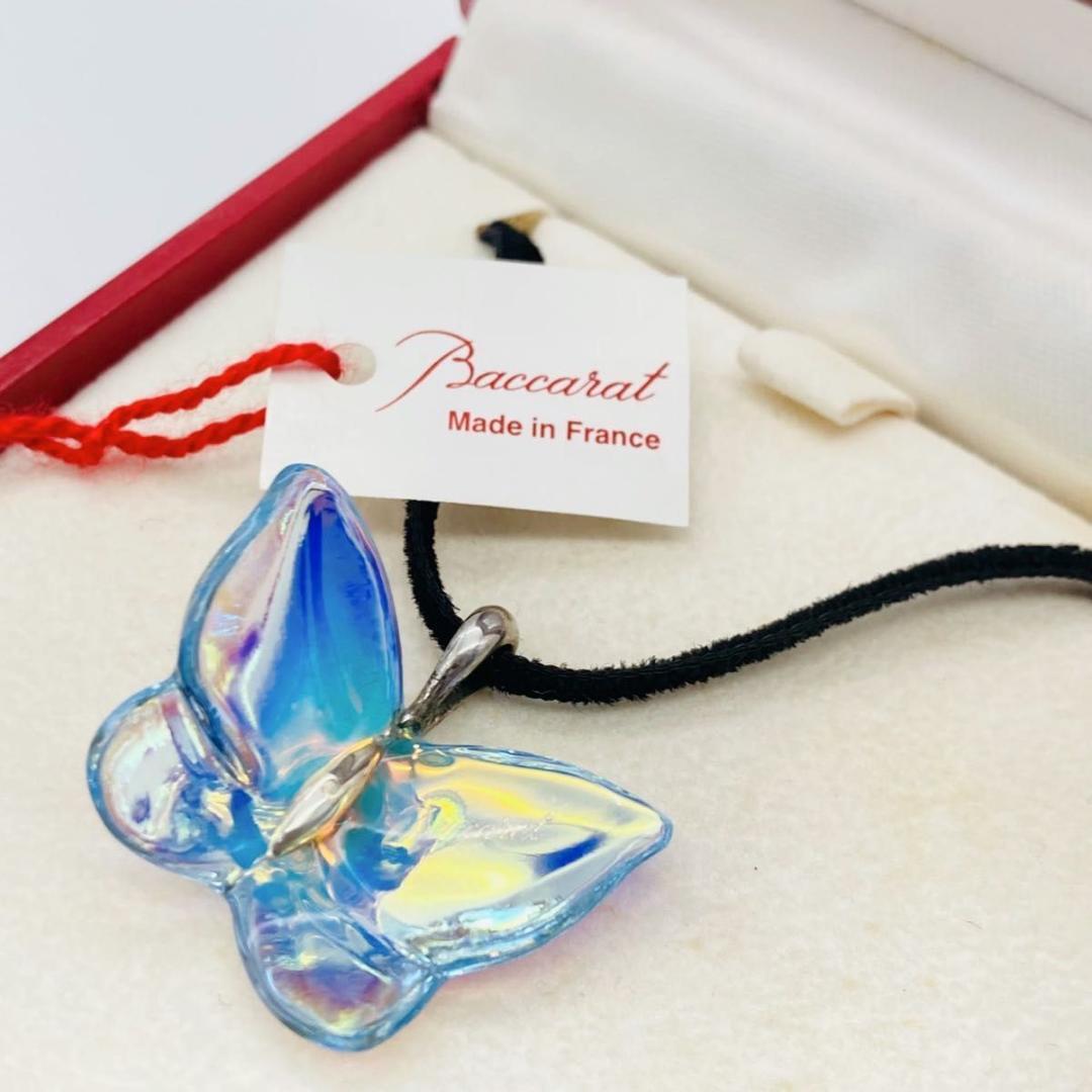 ケース付き バカラ イリゼ バタフライ ペンダント チョーカー ネックレス 虹色