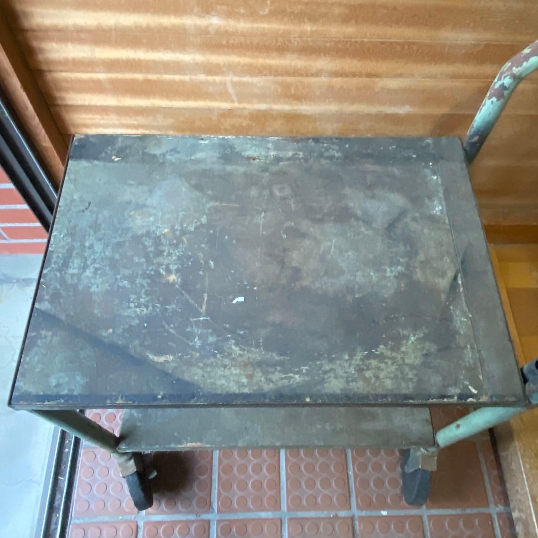 長期保管品 アイアンカート フレーム 木製板 ビンテージ 台車 カート 手押し