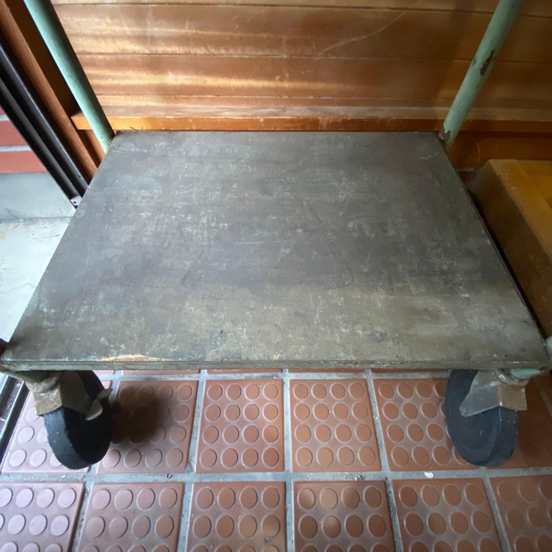 長期保管品 アイアンカート フレーム 木製板 ビンテージ 台車 カート 手押し