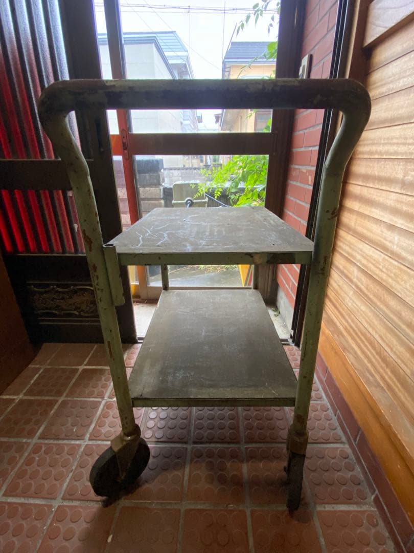 長期保管品 アイアンカート フレーム 木製板 ビンテージ 台車 カート 手押し