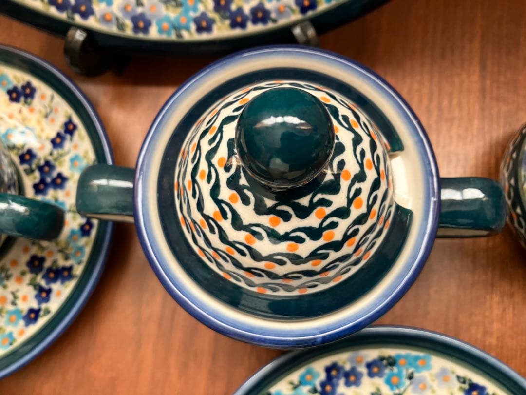 ポーランド食器セット 激レア柄 花柄 大皿カップ3シュガーポットミルクピッチャー