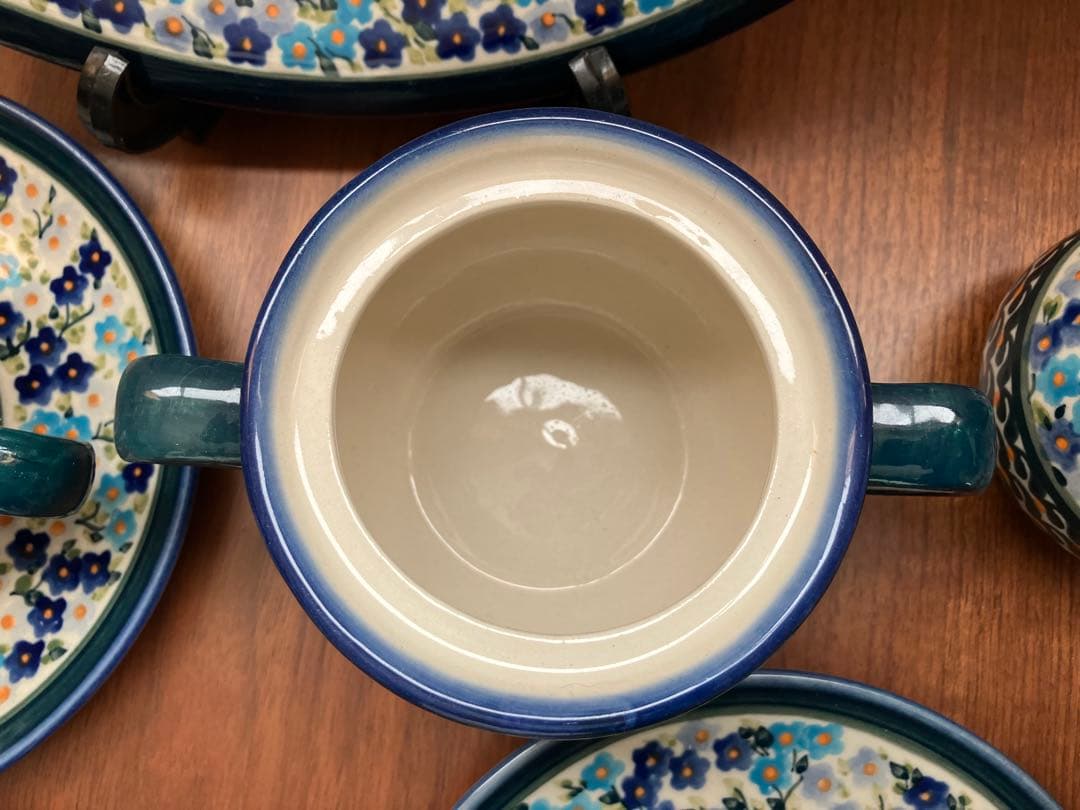 ポーランド食器セット 激レア柄 花柄 大皿カップ3シュガーポットミルクピッチャー