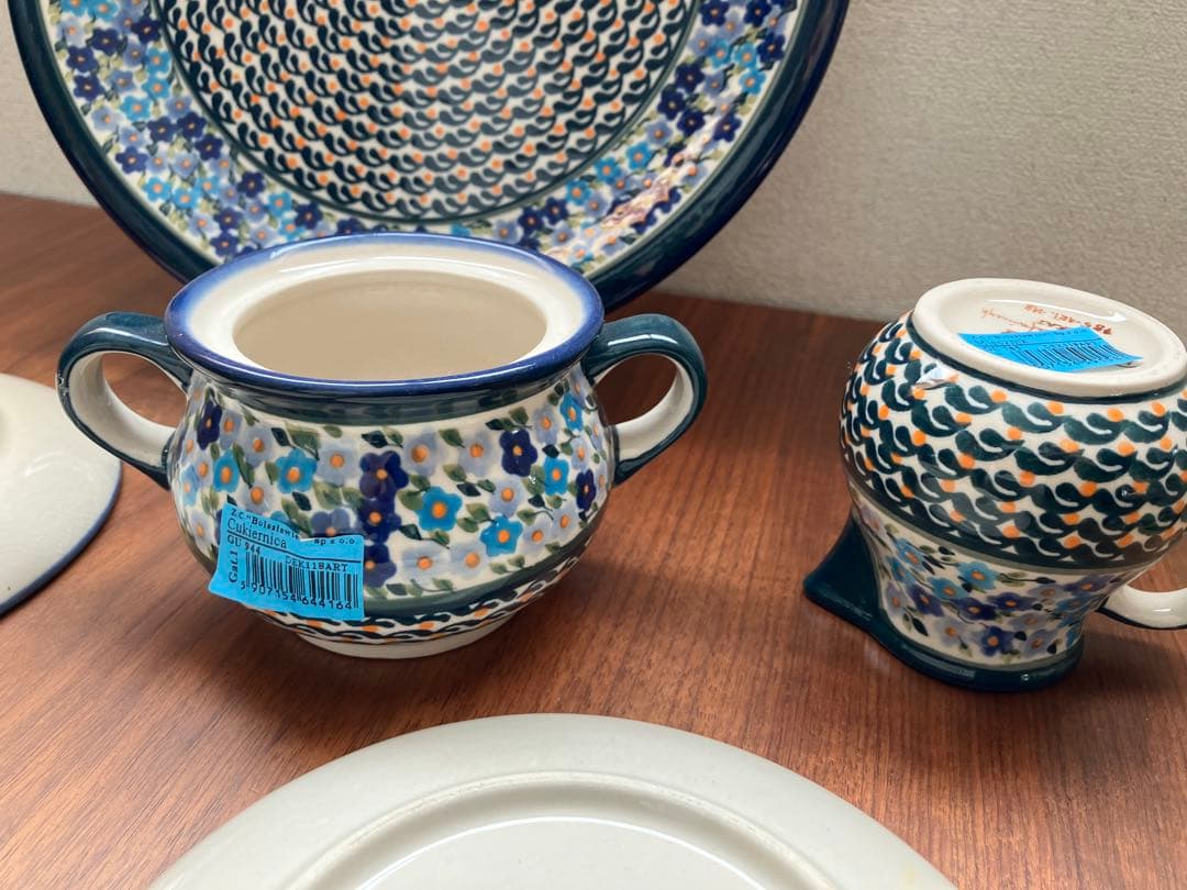 ポーランド食器セット 激レア柄 花柄 大皿カップ3シュガーポットミルクピッチャー