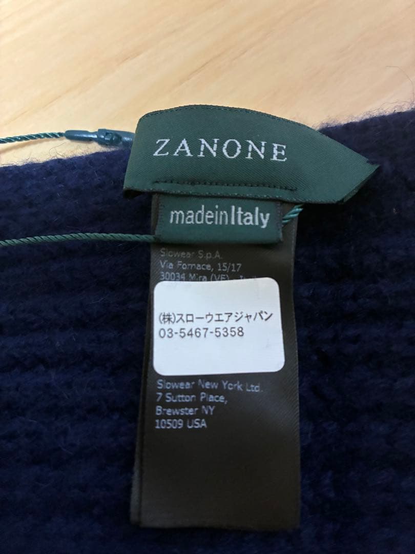 未使用タグ付き ZANONE カシミヤ100% ネイビー マフラー