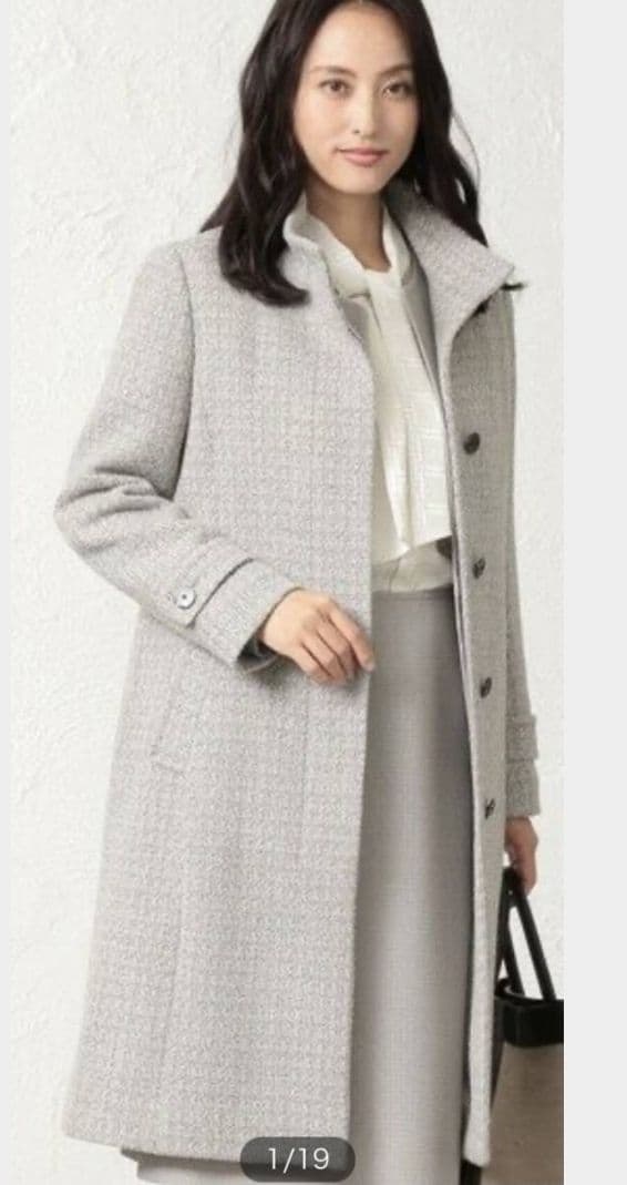 Paul Stuart ポール・スチュアート グレー スタンドカラーコート　Ｓ