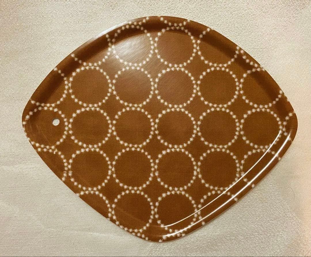 新品未使用★ミナペルホネン　タンバリン　トレイ　brown 白樺＊菱形　レア希少