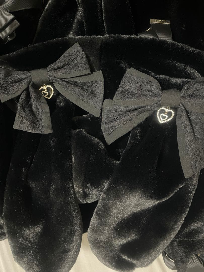 リズリサ リボンうさ耳ファーブルゾン ブラック