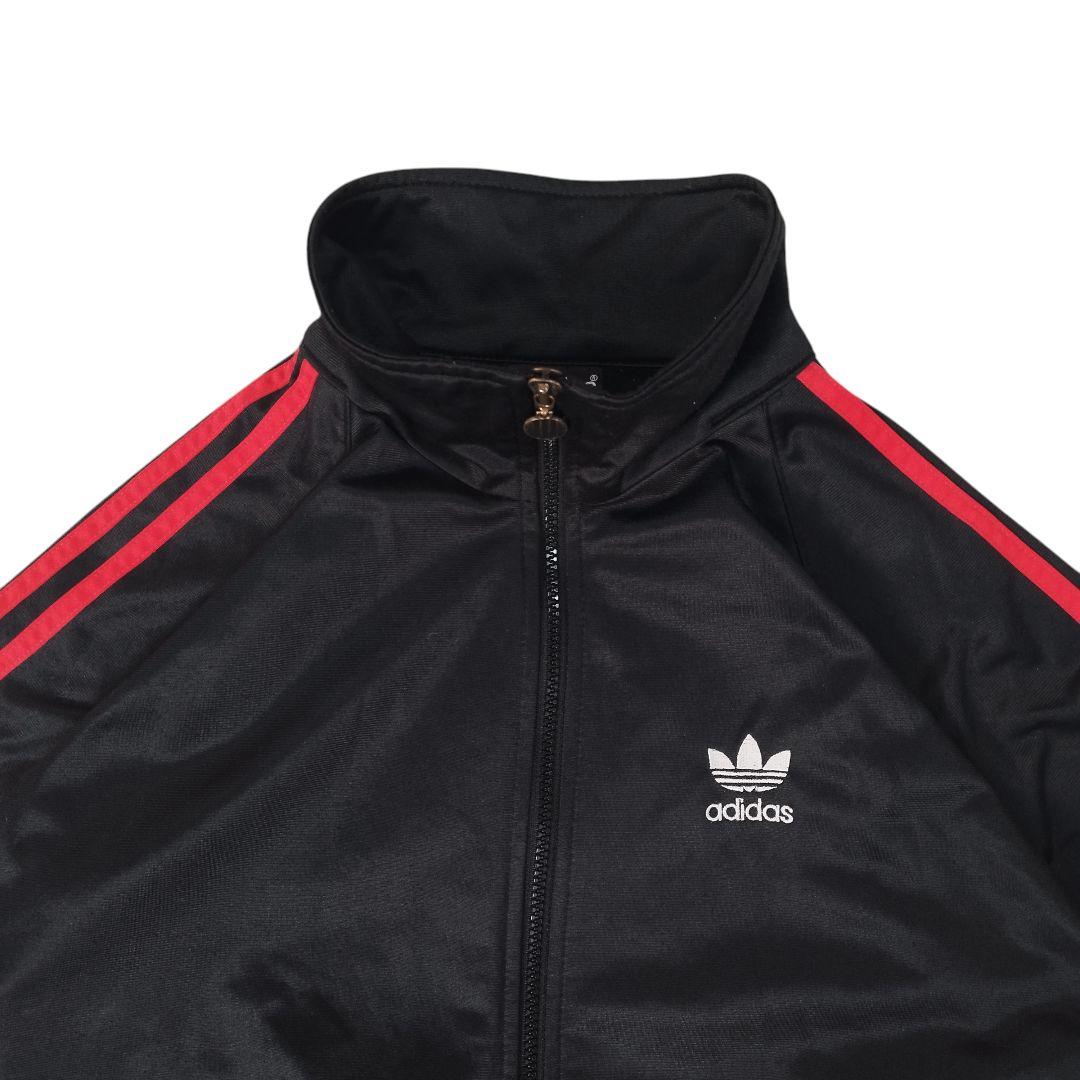 オールドアディダス 90s ジャージ ハイネック トラックジャケット 赤黒 古着