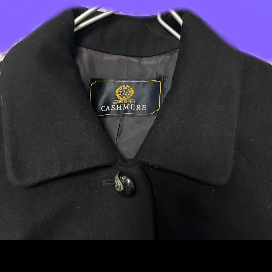 ピュアカシミヤ100% ブラック ロングコート 裏キュプラ 黒 カシミヤコート