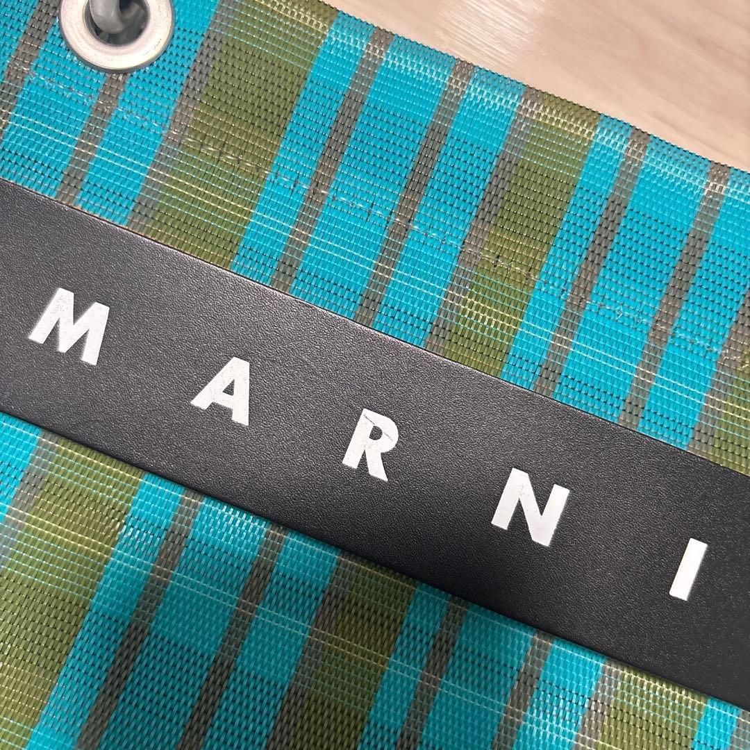 MARNI フラワーカフェ　トートバッグ　マルニ　バッグ　かごバッグ　グリーン
