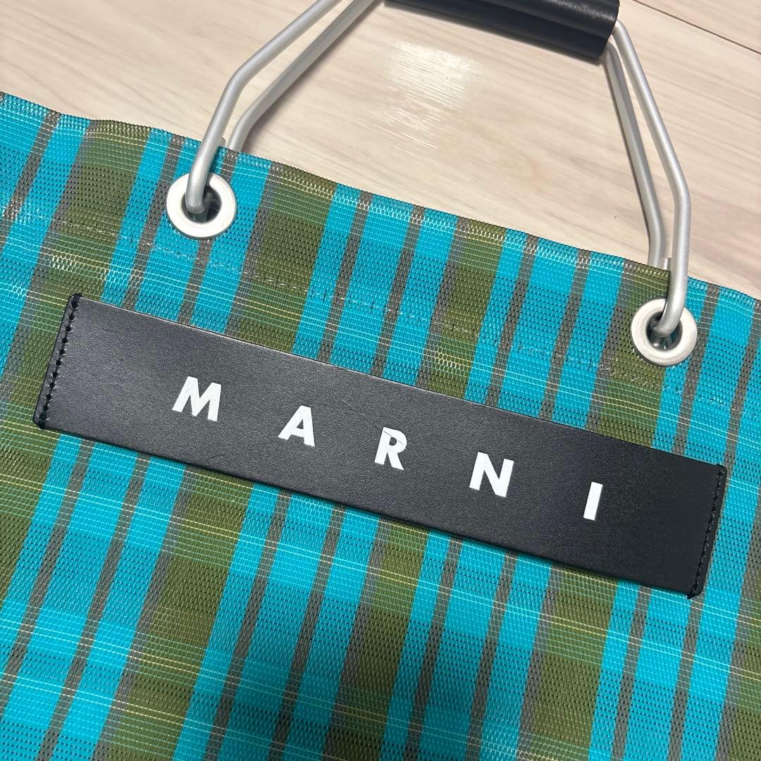 MARNI フラワーカフェ　トートバッグ　マルニ　バッグ　かごバッグ　グリーン