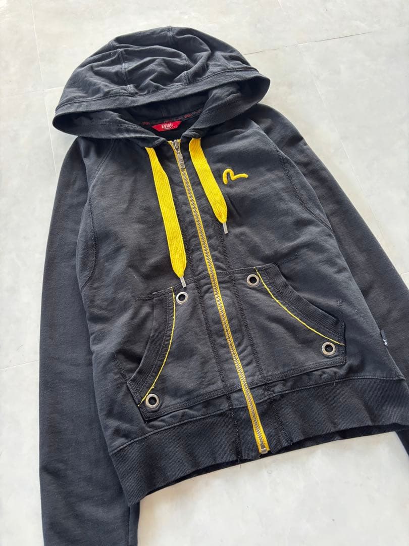 トップス EVISU Yellow Seagull Logo Zip Hoodie