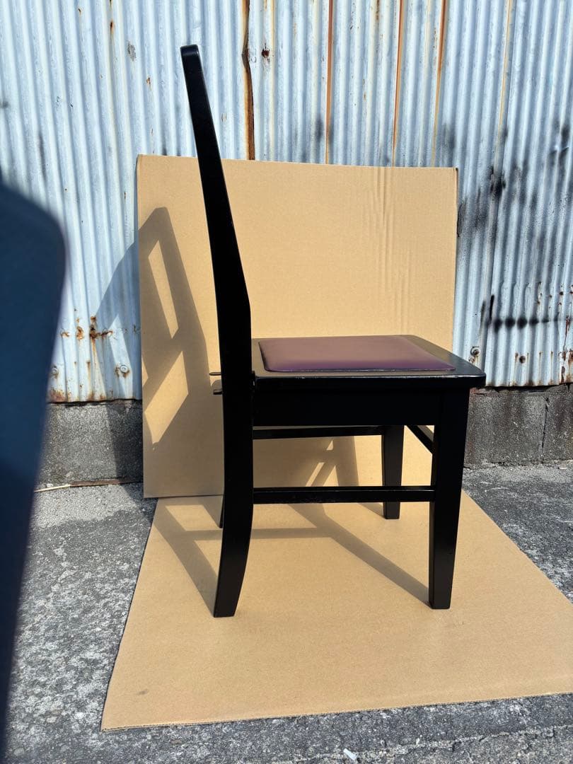 美品　背もたれ付ピアノ椅子　足部フェルト付き　ワインレッド座面