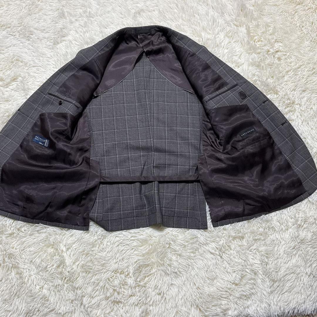 HILTON×GUABELLO スーツ上下　チェック柄　グレー　AB5