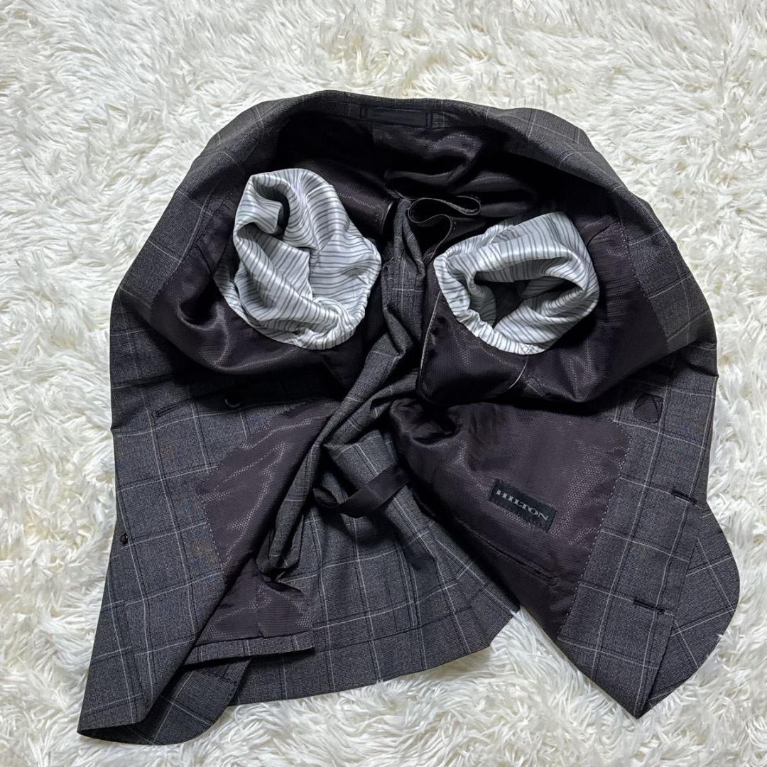 HILTON×GUABELLO スーツ上下　チェック柄　グレー　AB5