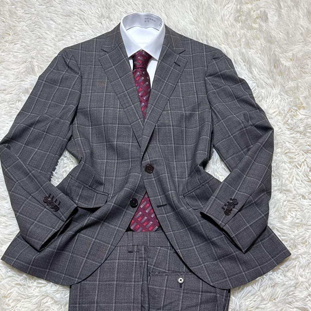 HILTON×GUABELLO スーツ上下　チェック柄　グレー　AB5