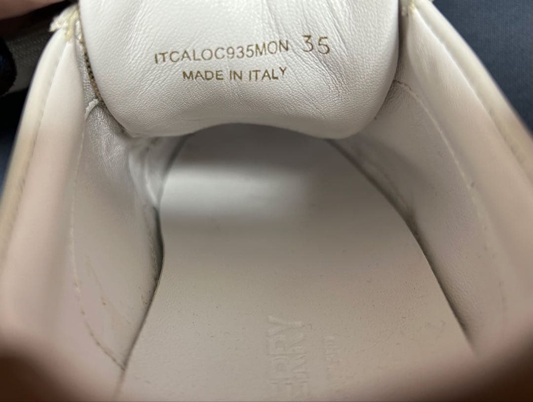 美品 BURBERRY バーバリー レディース スニーカー レザー 白 23cm