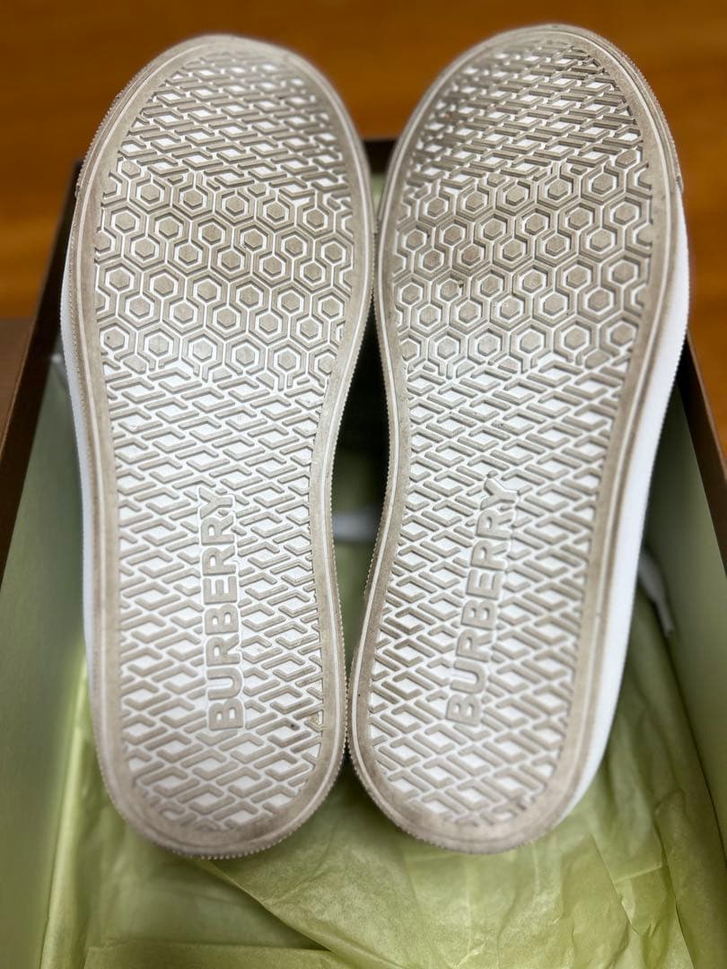 美品 BURBERRY バーバリー レディース スニーカー レザー 白 23cm