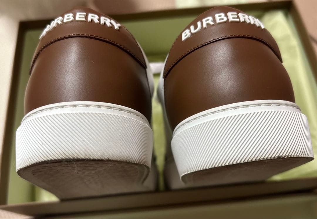美品 BURBERRY バーバリー レディース スニーカー レザー 白 23cm
