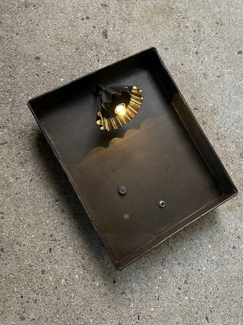 古道具照明　単3乾電池照明　古材ディスプレイ照明　古材サインボード　カフェ照明