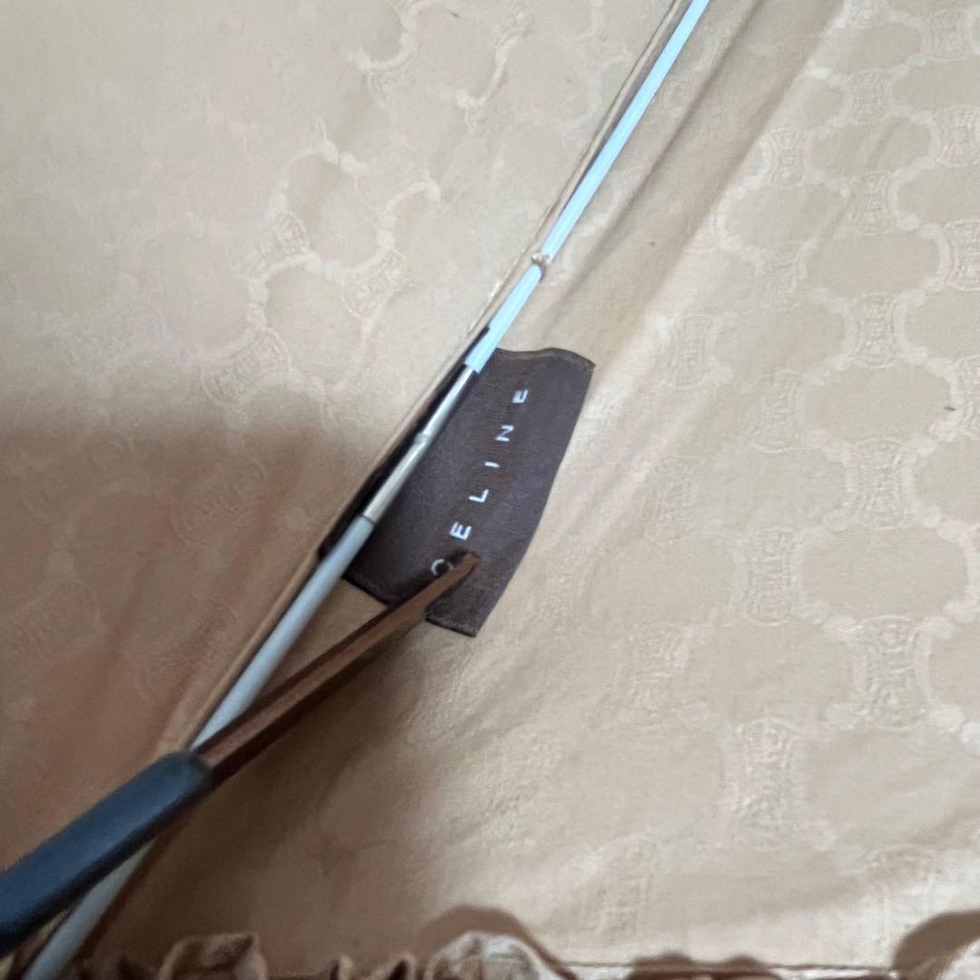 CELINE セリーヌ　トリオンフ　マカダム総柄　フリル　日傘　長傘　ベージュ