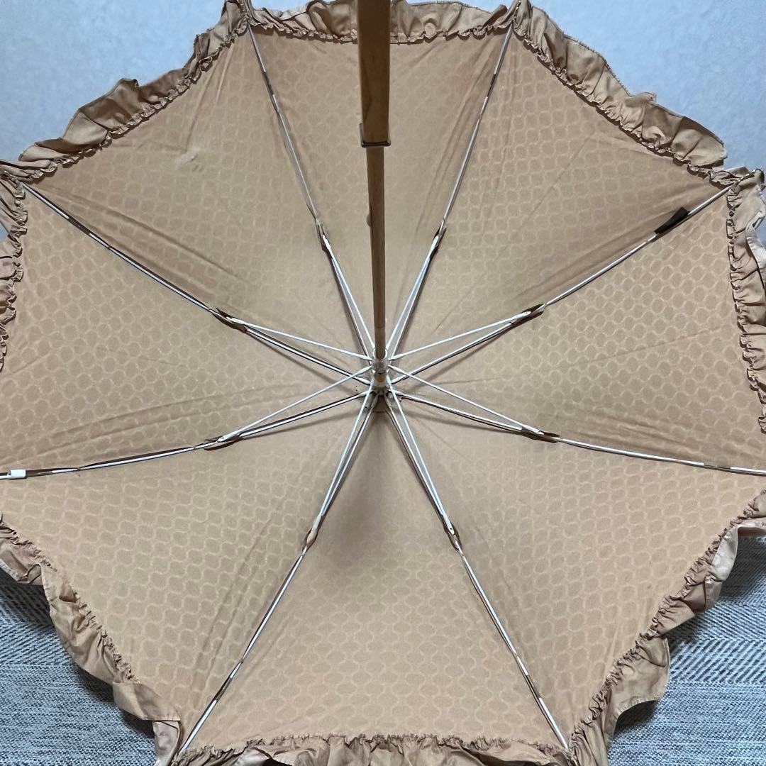 CELINE セリーヌ　トリオンフ　マカダム総柄　フリル　日傘　長傘　ベージュ