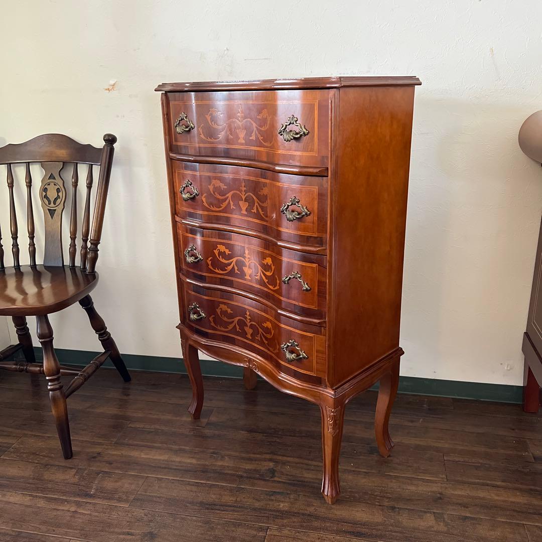 k787 イタリア製 象嵌チェスト クラシカル家具 エレガントな猫脚の逸品