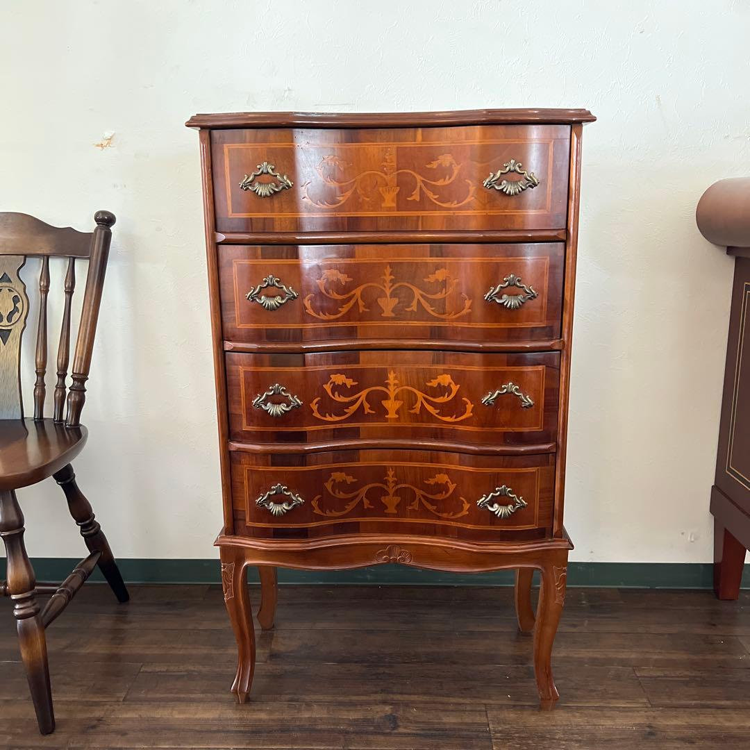 k787 イタリア製 象嵌チェスト クラシカル家具 エレガントな猫脚の逸品