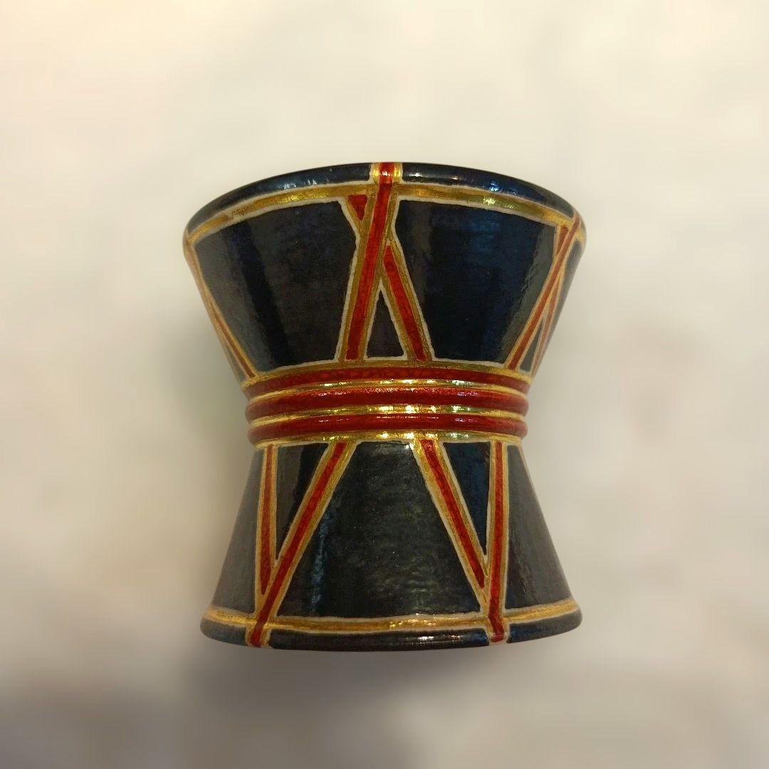 三代西村徳泉　紫翠窯　鼓　蓋置