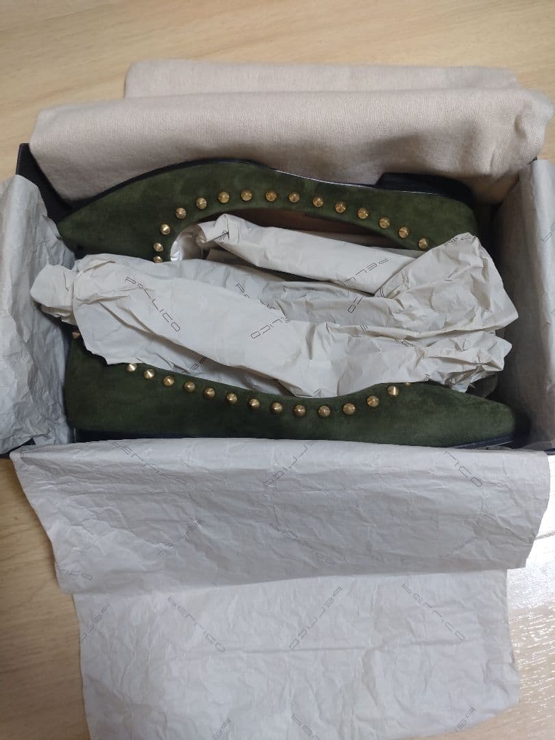 PELLICO スエード ポインテッドトゥパンプス　オリーブグリーン38