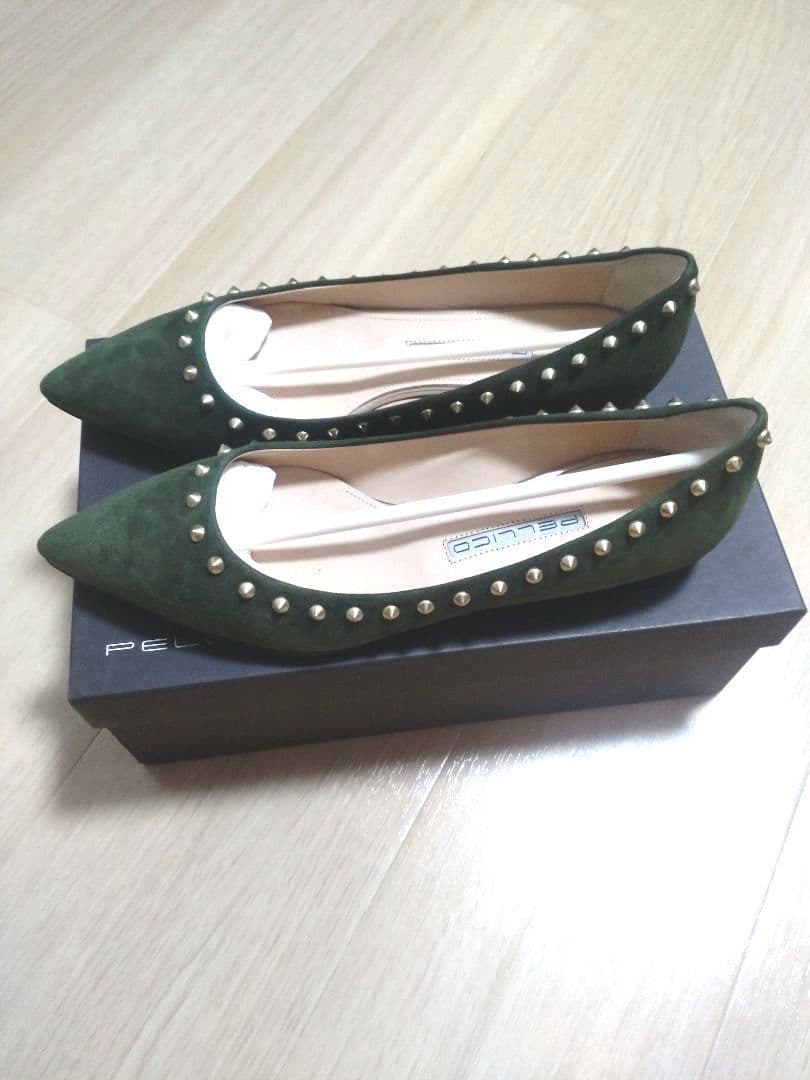 PELLICO スエード ポインテッドトゥパンプス　オリーブグリーン38