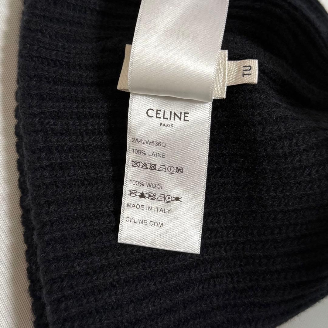 CELINE エンブロイダリー スタッズ ロゴ ビーニー ニットキャップ