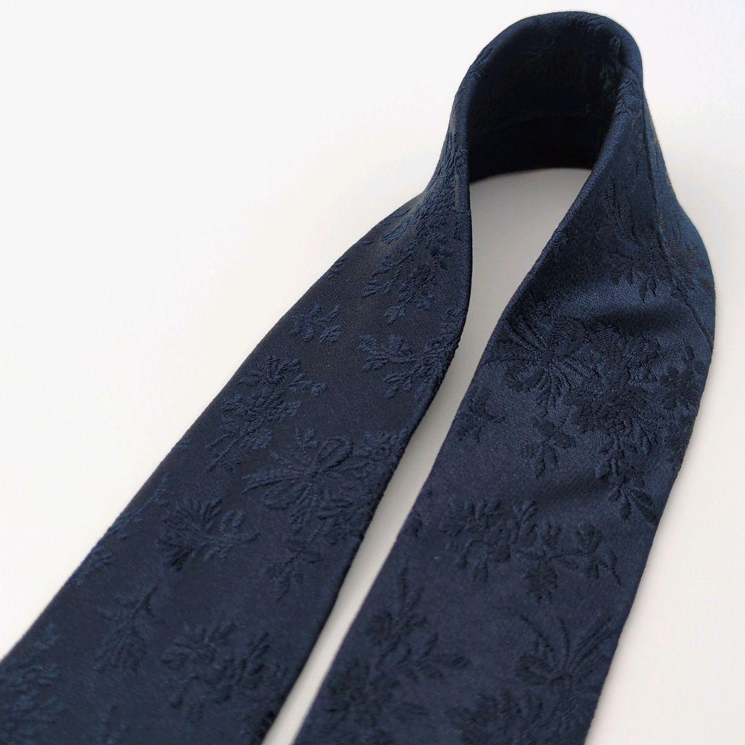 【美品】ポールスミス ネクタイ ネイビー 濃紺 花柄 ジャガード【イタリア製】