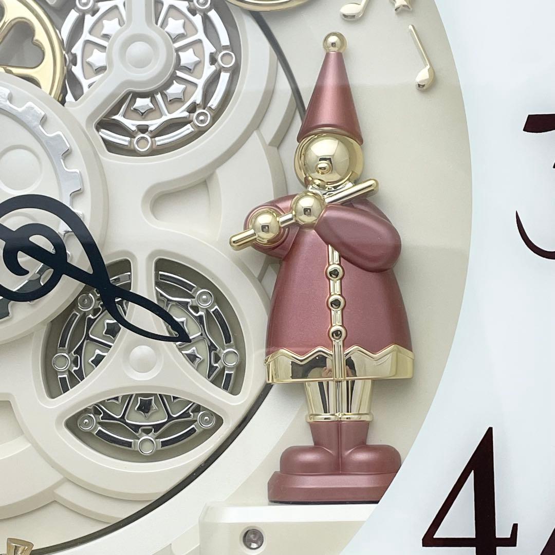 【訳あり】からくり電波時計 スモールワールド 4MN490RH リズム時計