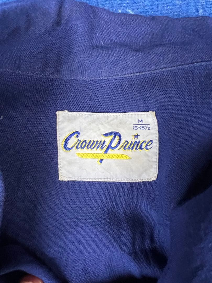 60s ボーリングシャツ　フロッキープリント　チェーンステッチ