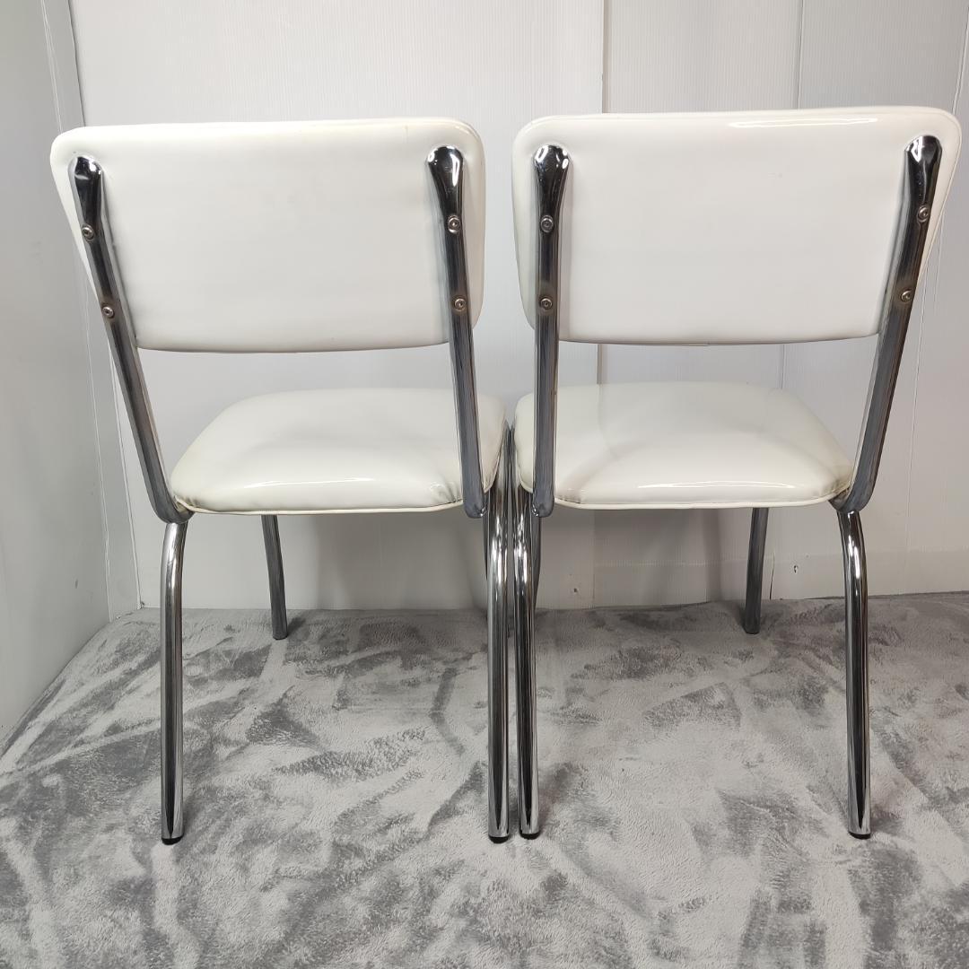 【2脚セット】ダイナーチェア　ホワイト　エナメル　レトロ　カントリー
