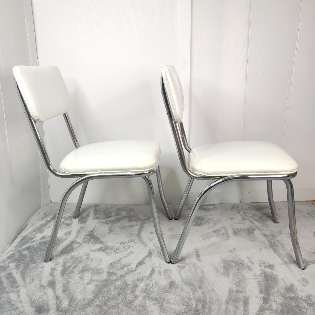 【2脚セット】ダイナーチェア　ホワイト　エナメル　レトロ　カントリー