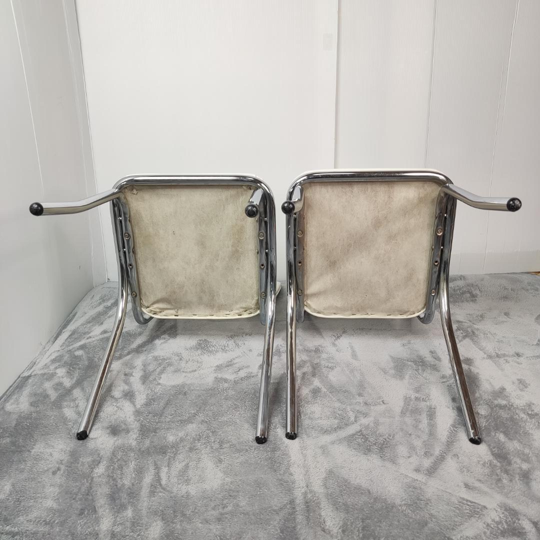 【2脚セット】ダイナーチェア　ホワイト　エナメル　レトロ　カントリー