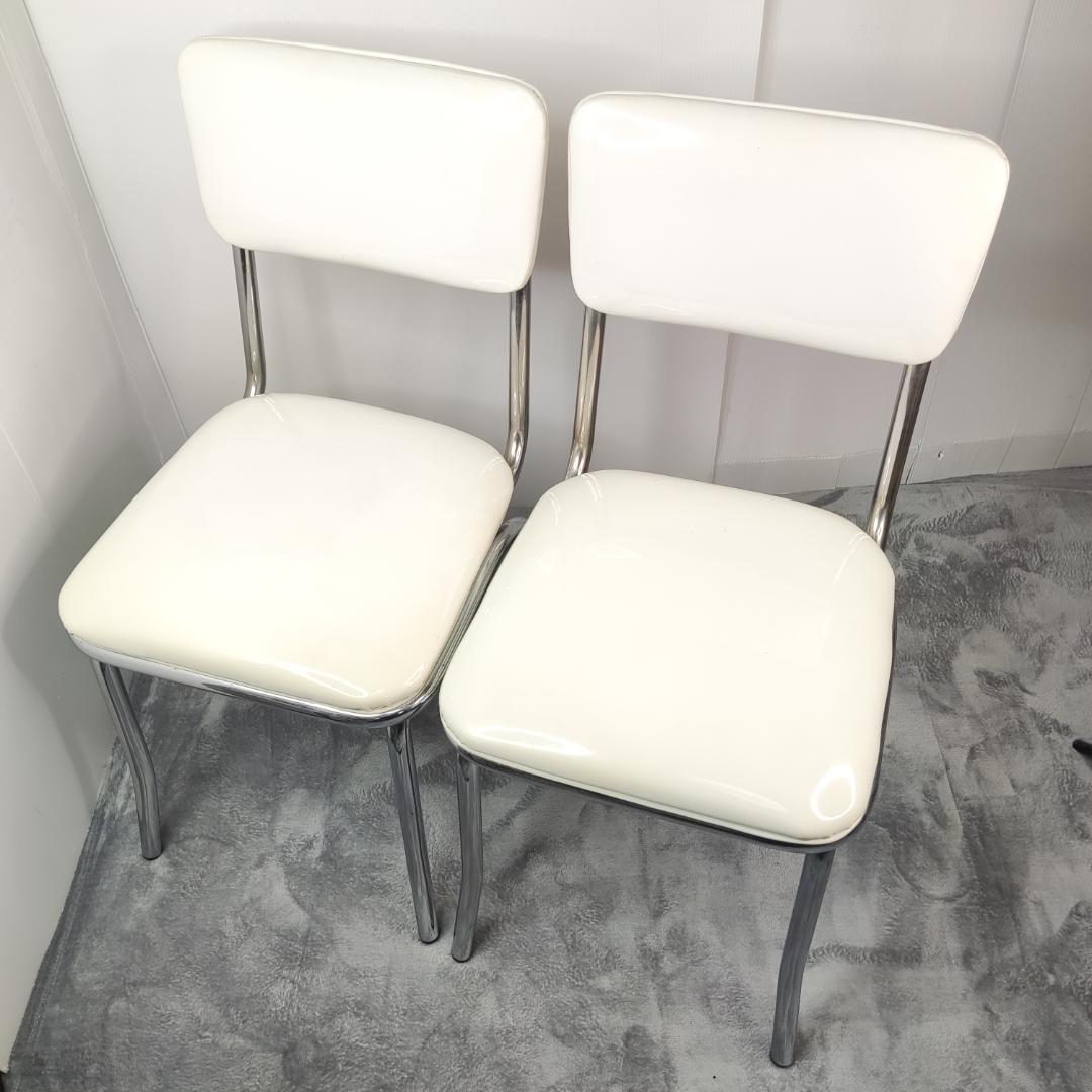 【2脚セット】ダイナーチェア　ホワイト　エナメル　レトロ　カントリー