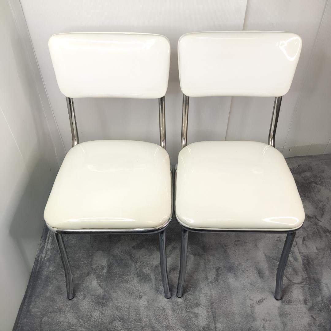 【2脚セット】ダイナーチェア　ホワイト　エナメル　レトロ　カントリー