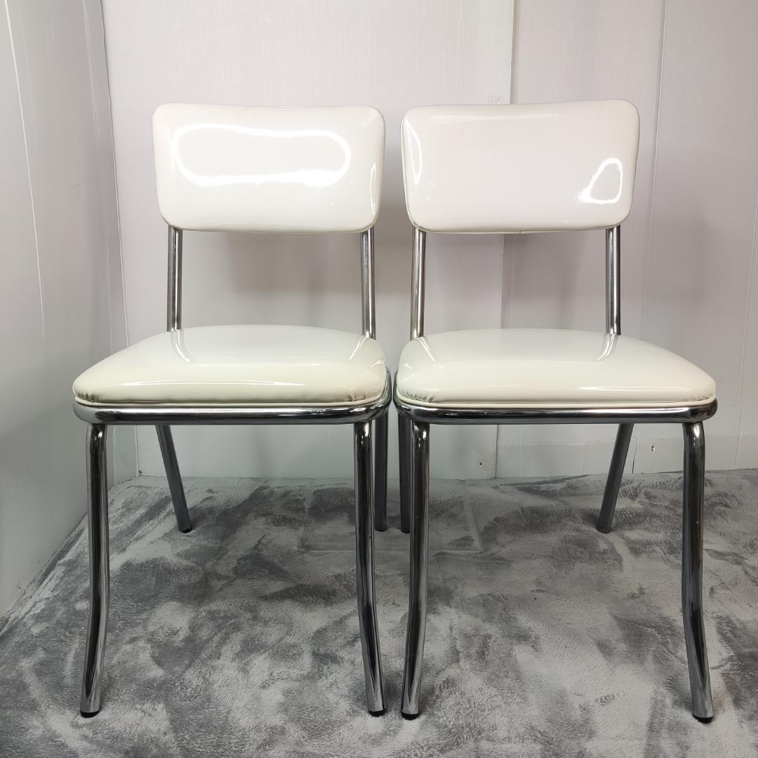 【2脚セット】ダイナーチェア　ホワイト　エナメル　レトロ　カントリー