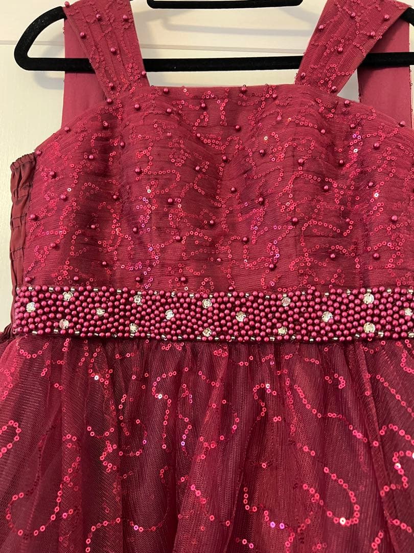 ワインレッド　スパンコール ロングドレス