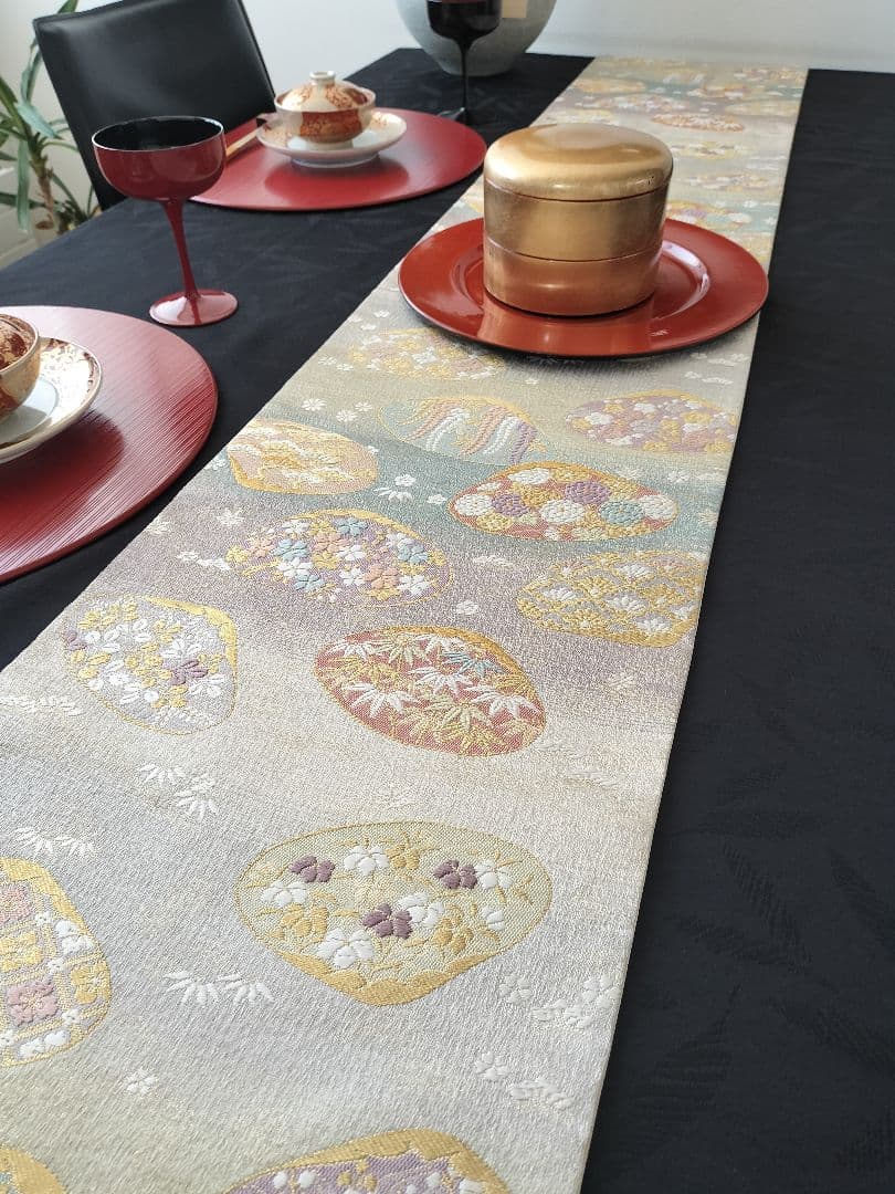 A717高級‼️ひな祭り‼️袋帯テーブルランナー2m17cm