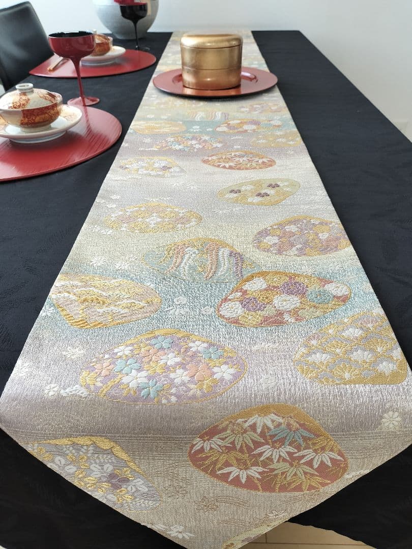 A717高級‼️ひな祭り‼️袋帯テーブルランナー2m17cm